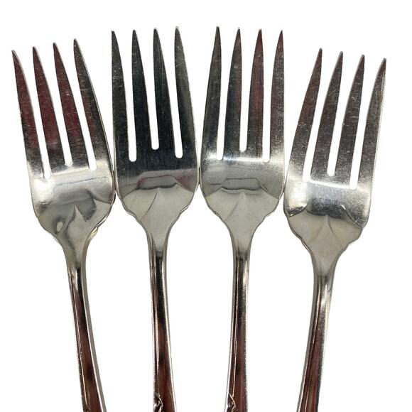 Lot of 4 Oneida community white Orchid silver plate salad fork - Picture 3 of 6